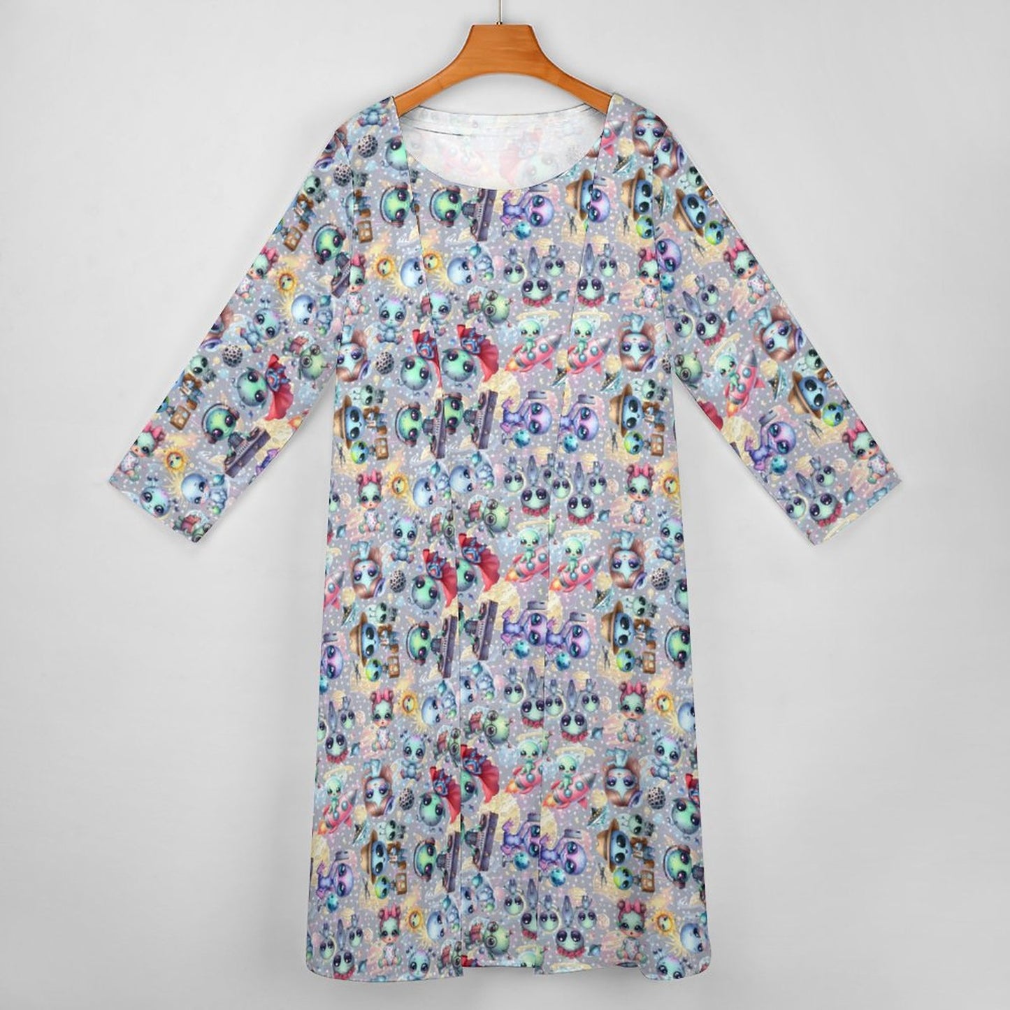 6 Alien Designs, Women’s Long Dress with Cardigan