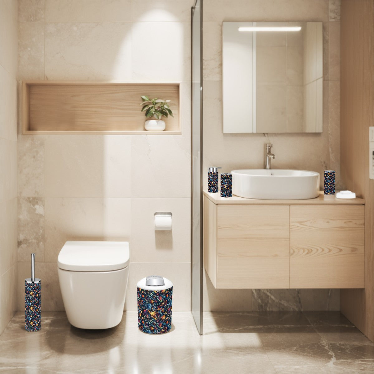 12 Galaxy / Outer Space Designs, 5 Piece Bathroom Décor Set