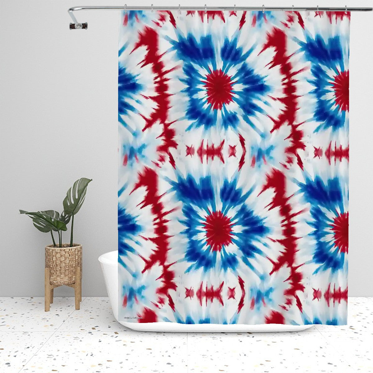 Tie Dye, Polyester Shower Curtain  - 60”x72”, Hippie Shower Curtain 19 Designs