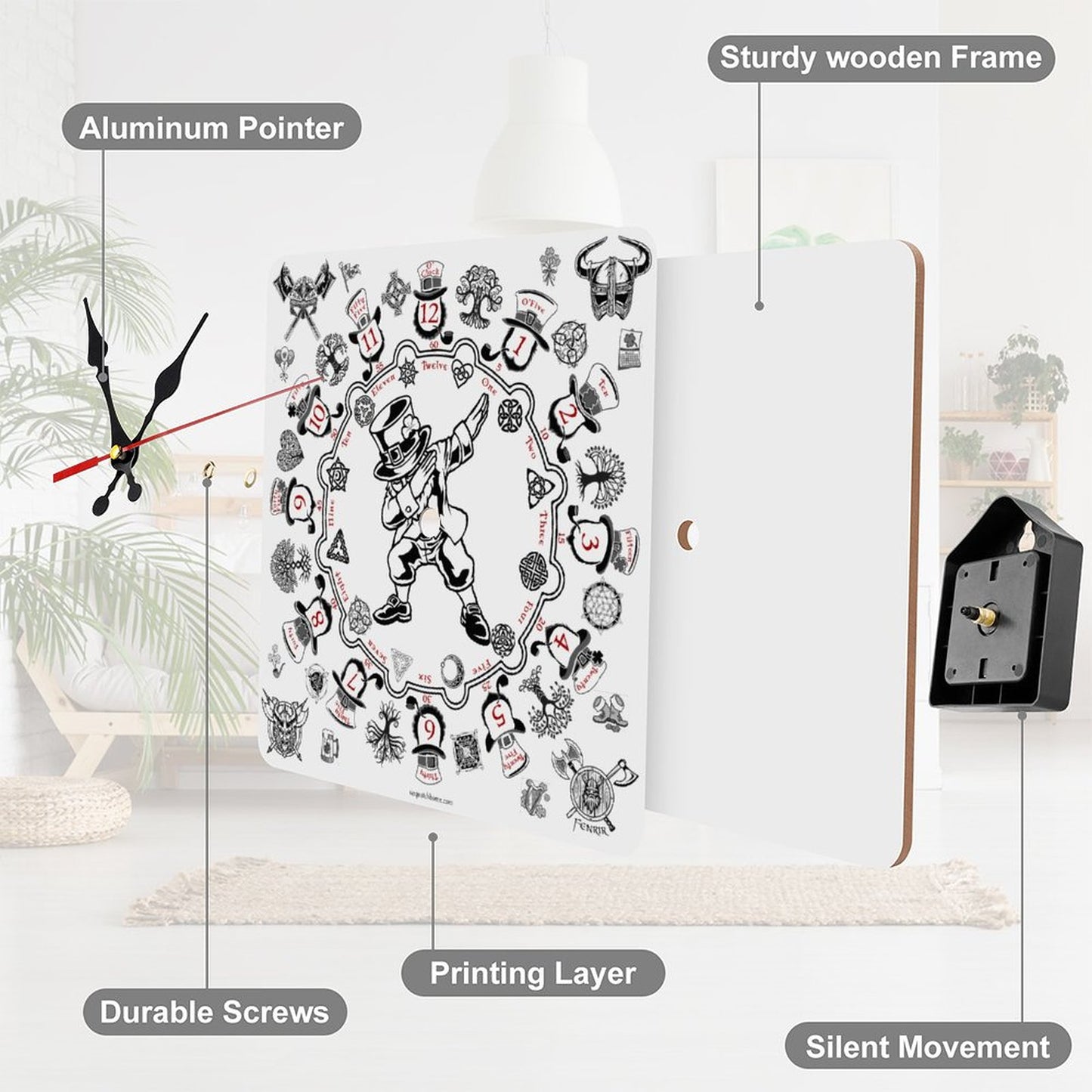 Leprechaun Dab, Square Wall Clock- Made in USA