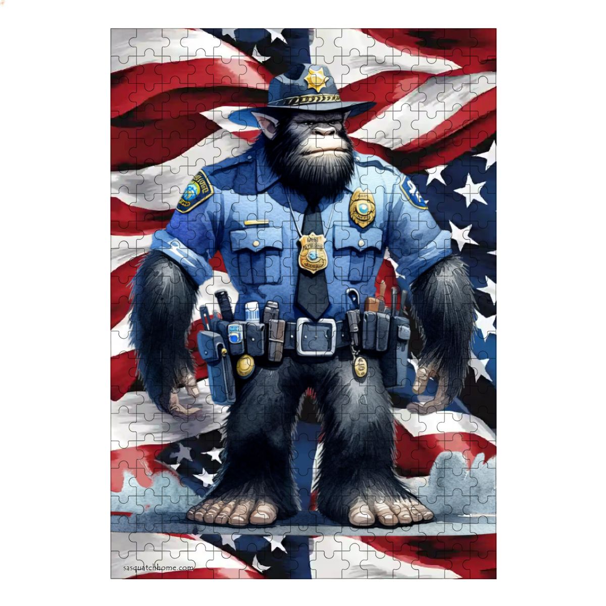 Sasquatch Police Officer 300pcs Wooden Vertical Jigsaw Puzzle
