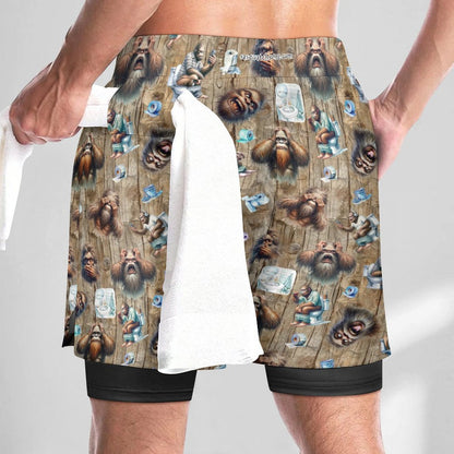 Sasquatch, Bigfoot Themed, Men Beach Shorts / Swim trunks with 4 Pockets