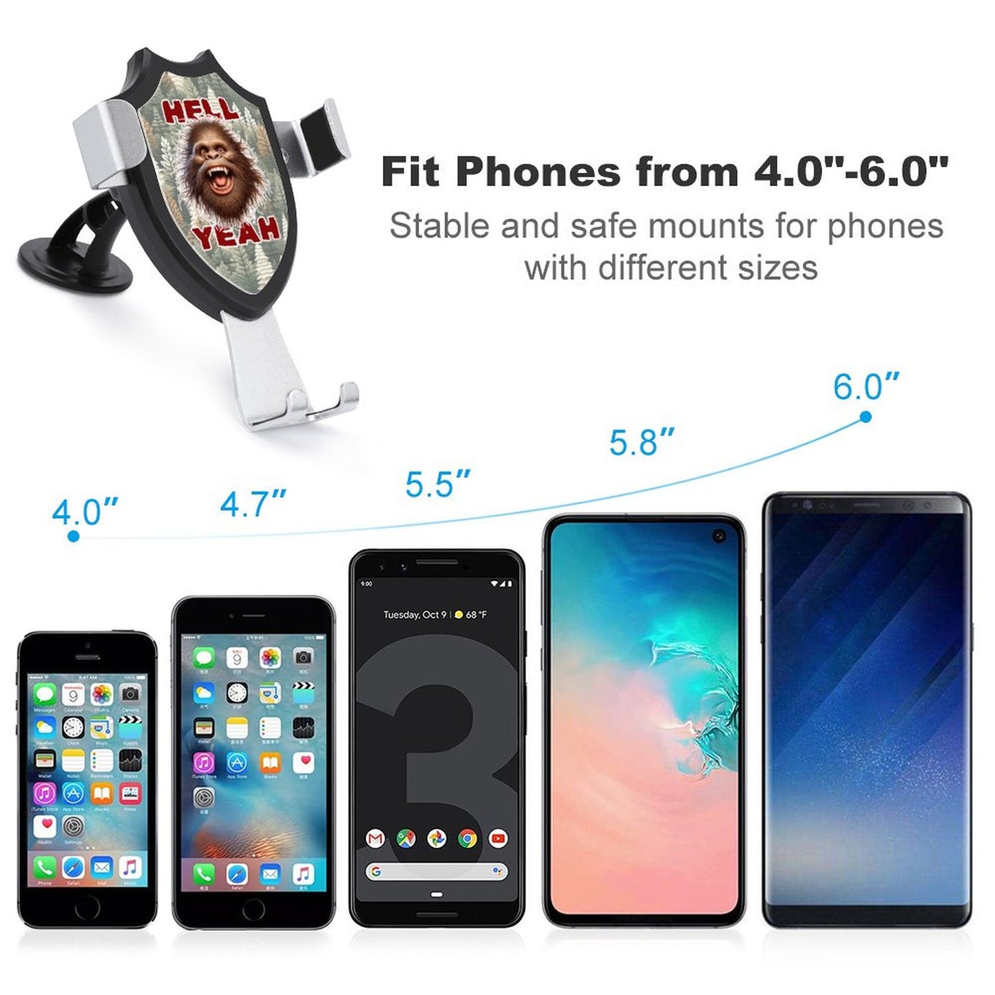 Bigfoot / Sasquatch "Hell Yeah" Car Mount Mobile Phone Holder