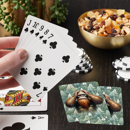 Sasquatch, Bigfoot, Hands on Head Poker Playing Cards