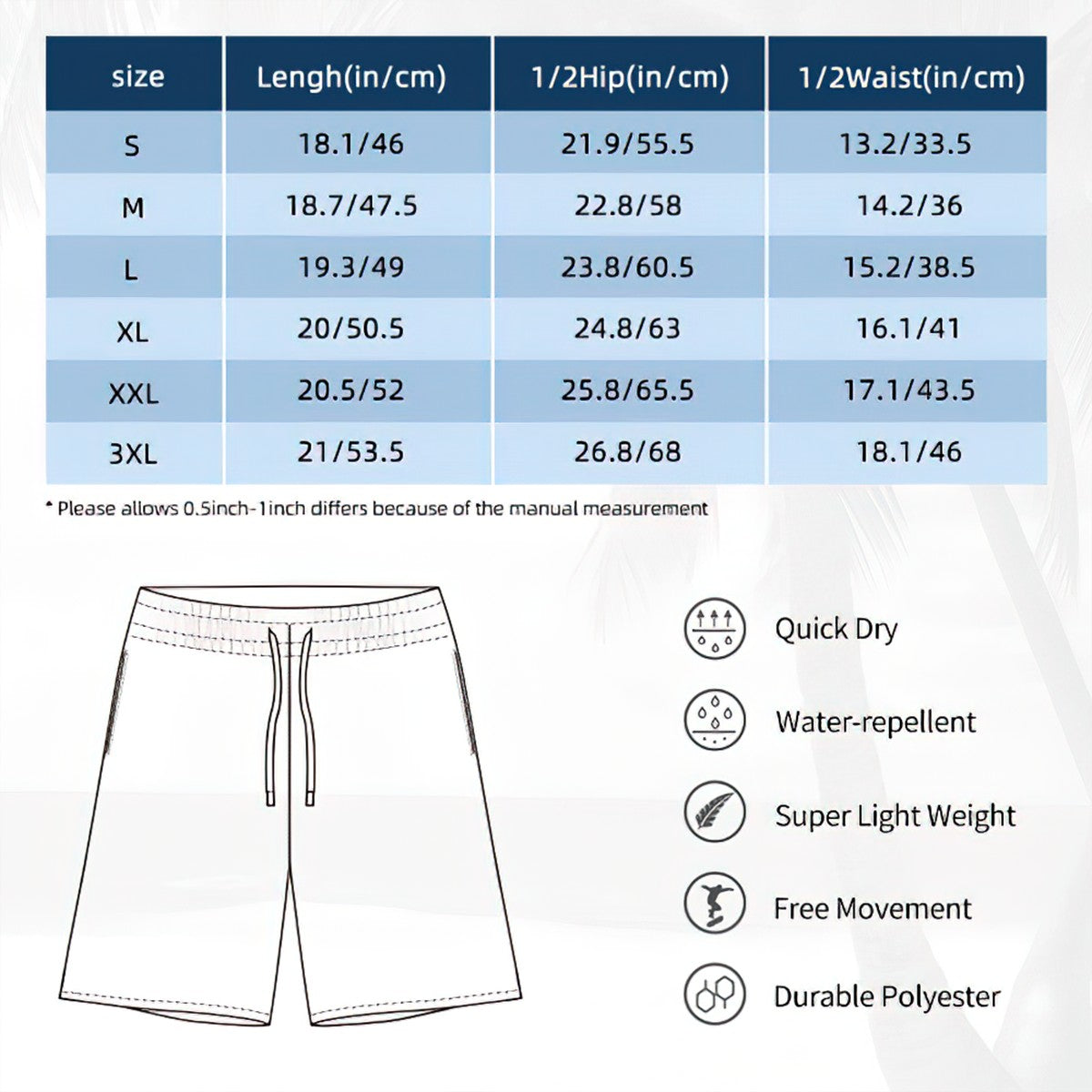 8 Patriotic Designs, Men Beach Shorts / Swim trunks with 4 Pockets