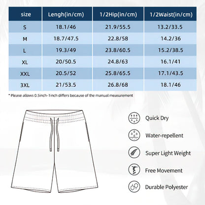 8 Patriotic Designs, Men Beach Shorts / Swim trunks with 4 Pockets