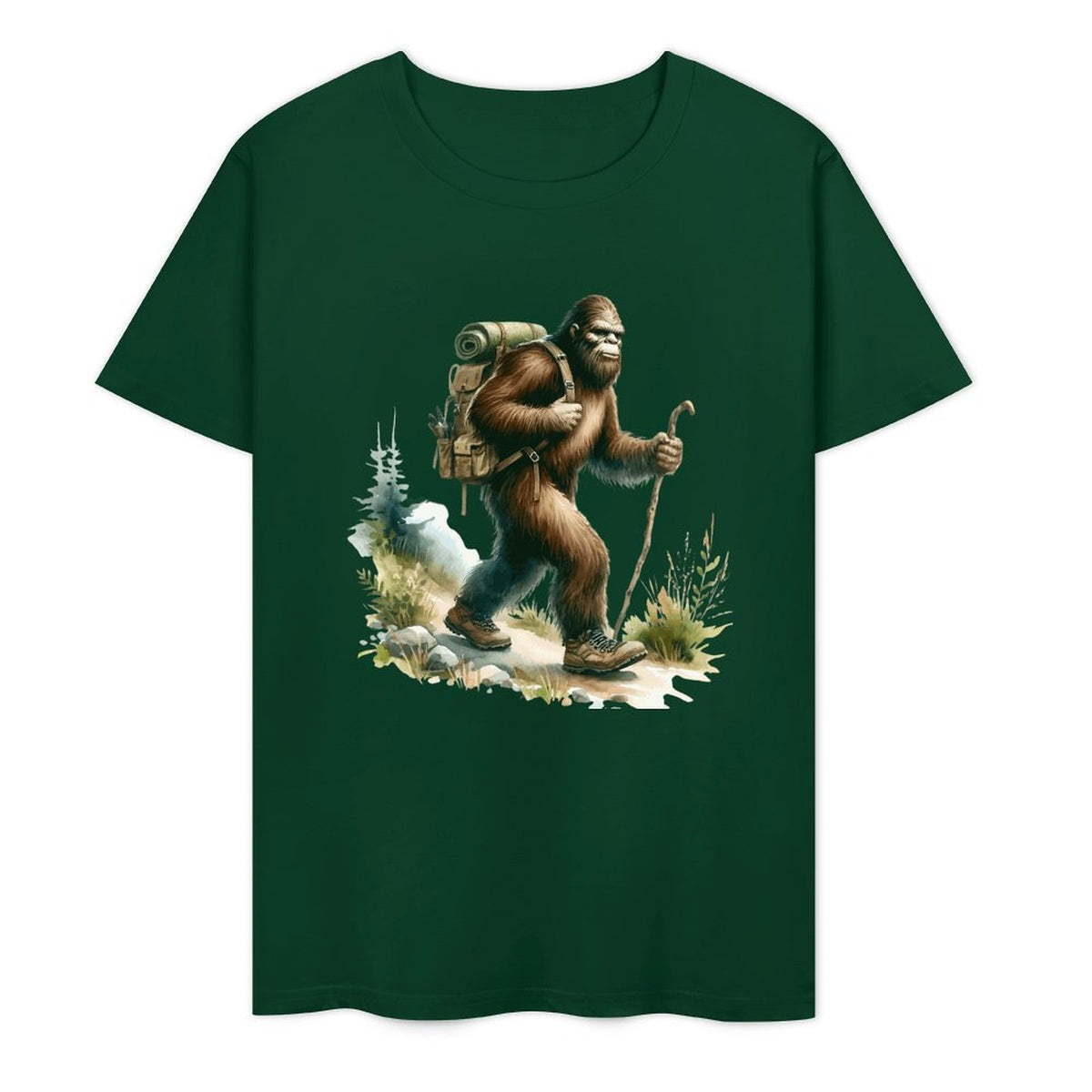 Bigfoot - Sasquatch Hiking Short Sleeve Cotton T-Shirt