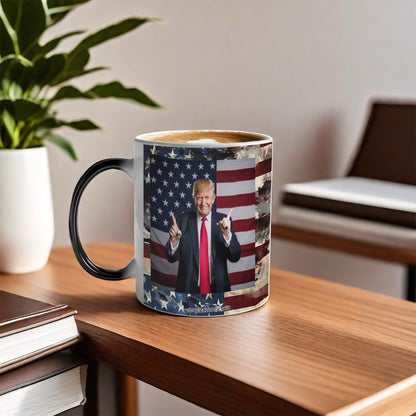 Sarcastic Sasquatch, "Smiling Trump " Color Changing 11oz Mug, Color Changing 11oz Mug, Coffee Cup