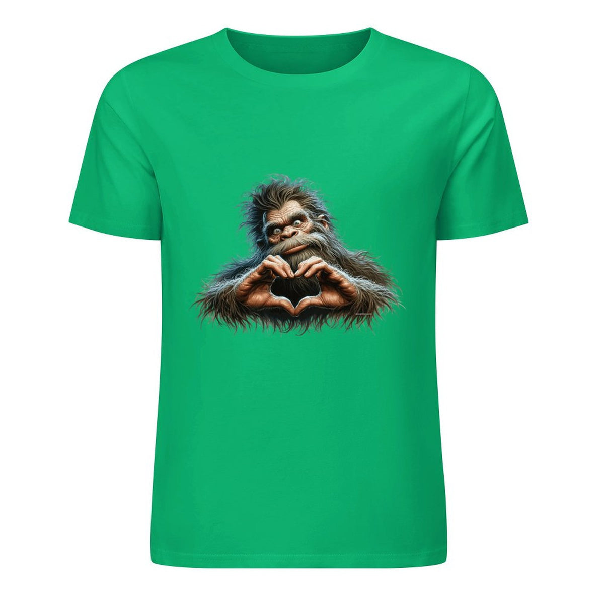 Bigfoot - Sasquatch Heart Hands Short Sleeve Cotton T-Shirt