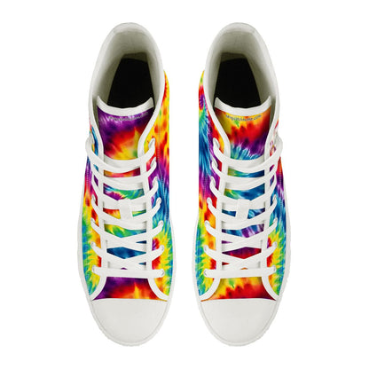Unicorn on Tie Dye, Women’s High Top Canvas Shoes