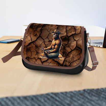 Cowboy Bigfoot Yoga, Leather Shoulder Bag / Purse