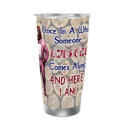 Sasquatch "Once in a while", Themed 40 oz Travel Coffee Mug with a Straw