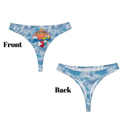 Women’s Polyester Thong, Panties, Underwear - "Let's Smurf"