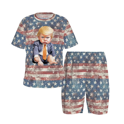 Children’s 2 Piece Short Pajama Set - Baby Donald Trump
