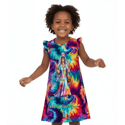 Hippie "Keep it Groovy..", Girl's Flutter Sleeve Nightgown
