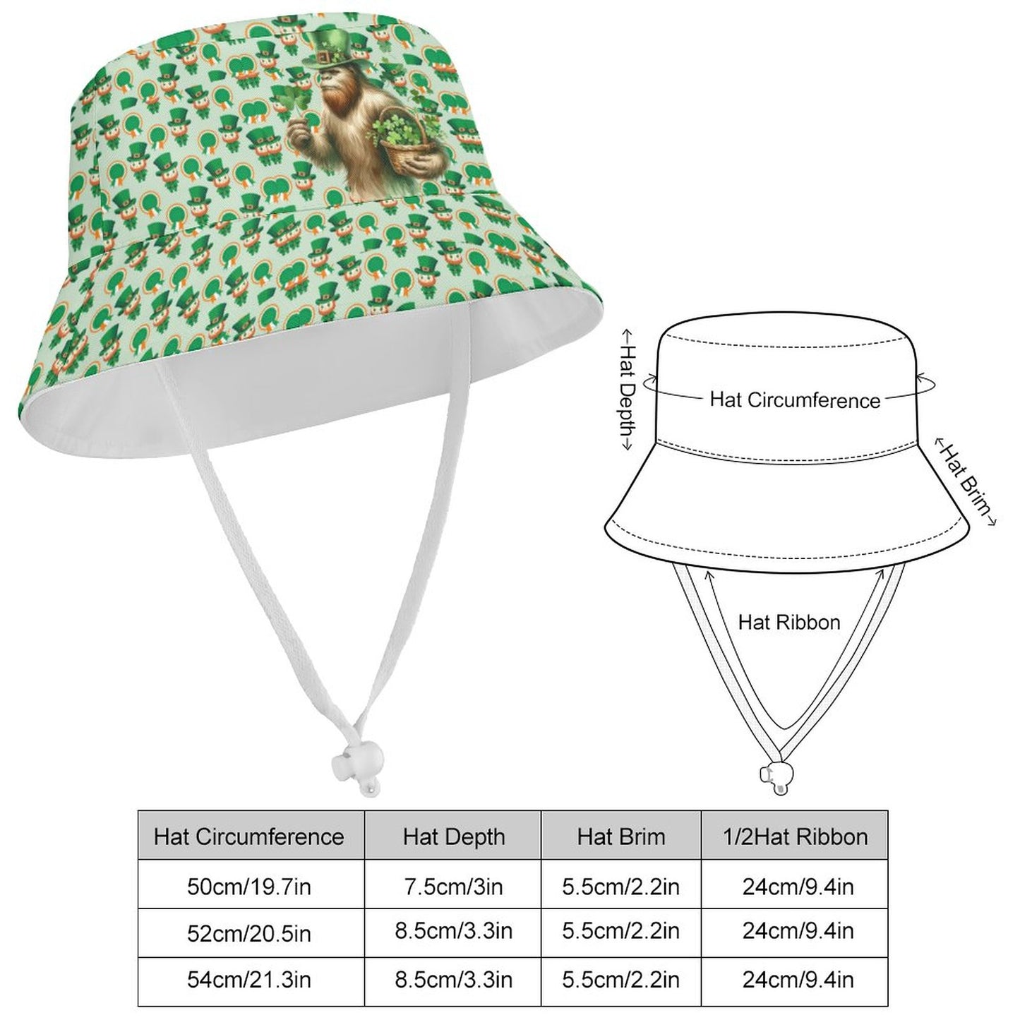 Bigfoot / Sasquatch, St Patrick, Kid’s Bucket Hat