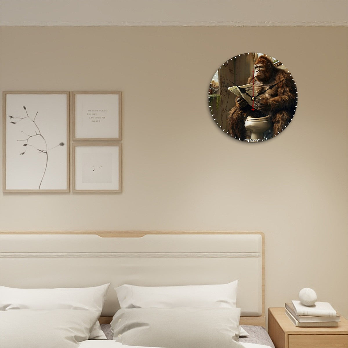 Bigfoot Sasquatch Toilet, Wooden Wall Clock- Made in USA