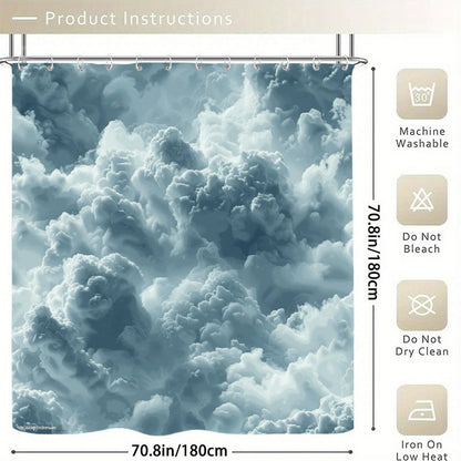 Cloudy Day Waterproof Polyester Shower Curtain