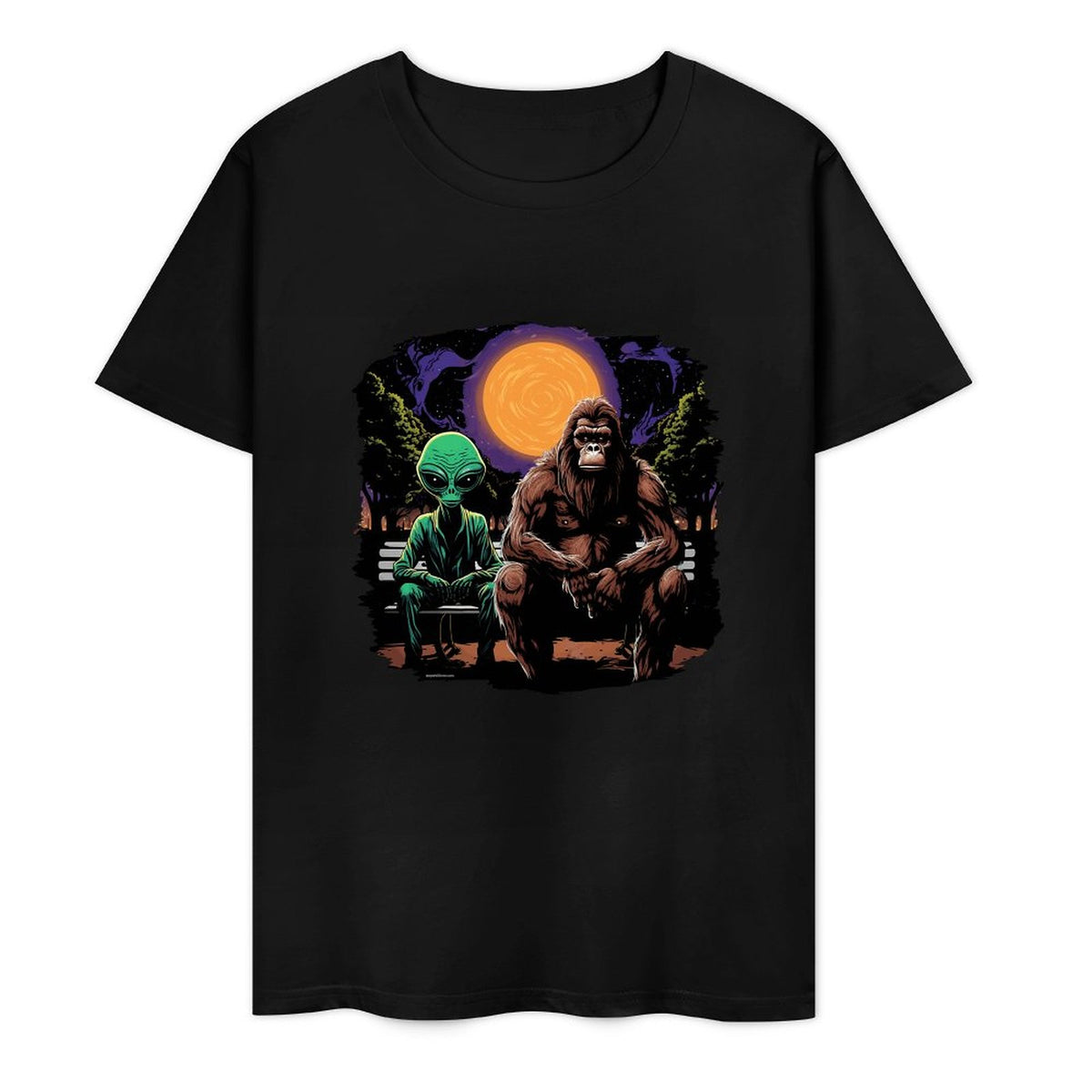 Bigfoot - Sasquatch & Alien Short Sleeve Cotton T-Shirt