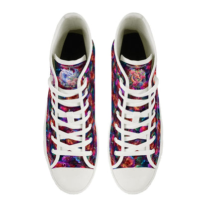 Floral Dragons, Women's High Top Canvas Shoes
