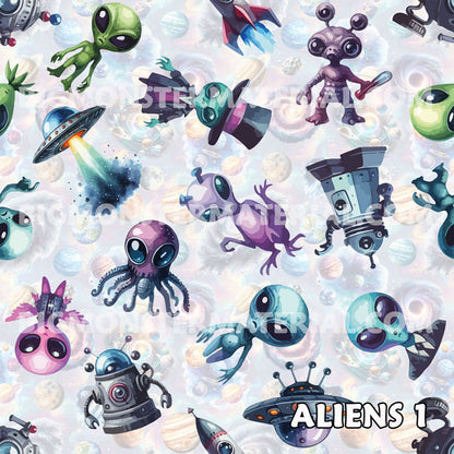 6 Alien Designs, 4 Piece Auto Floor Mats