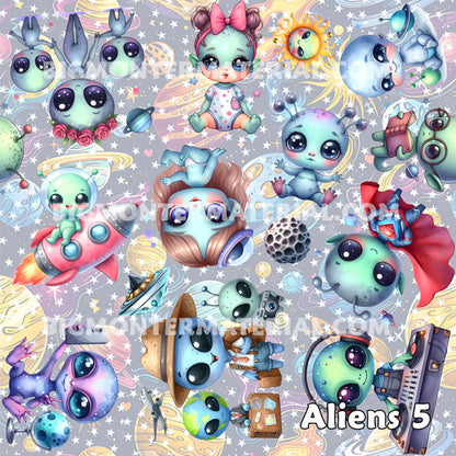 6 Alien Designs, Women's High Top Canvas Shoes