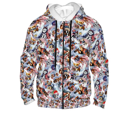 8 Patriot Designs, Adult Zip Up Hoodie