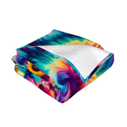 Hippie Bigfoot / Sasquatch on Tie Dye, Soft Flannel Blanket