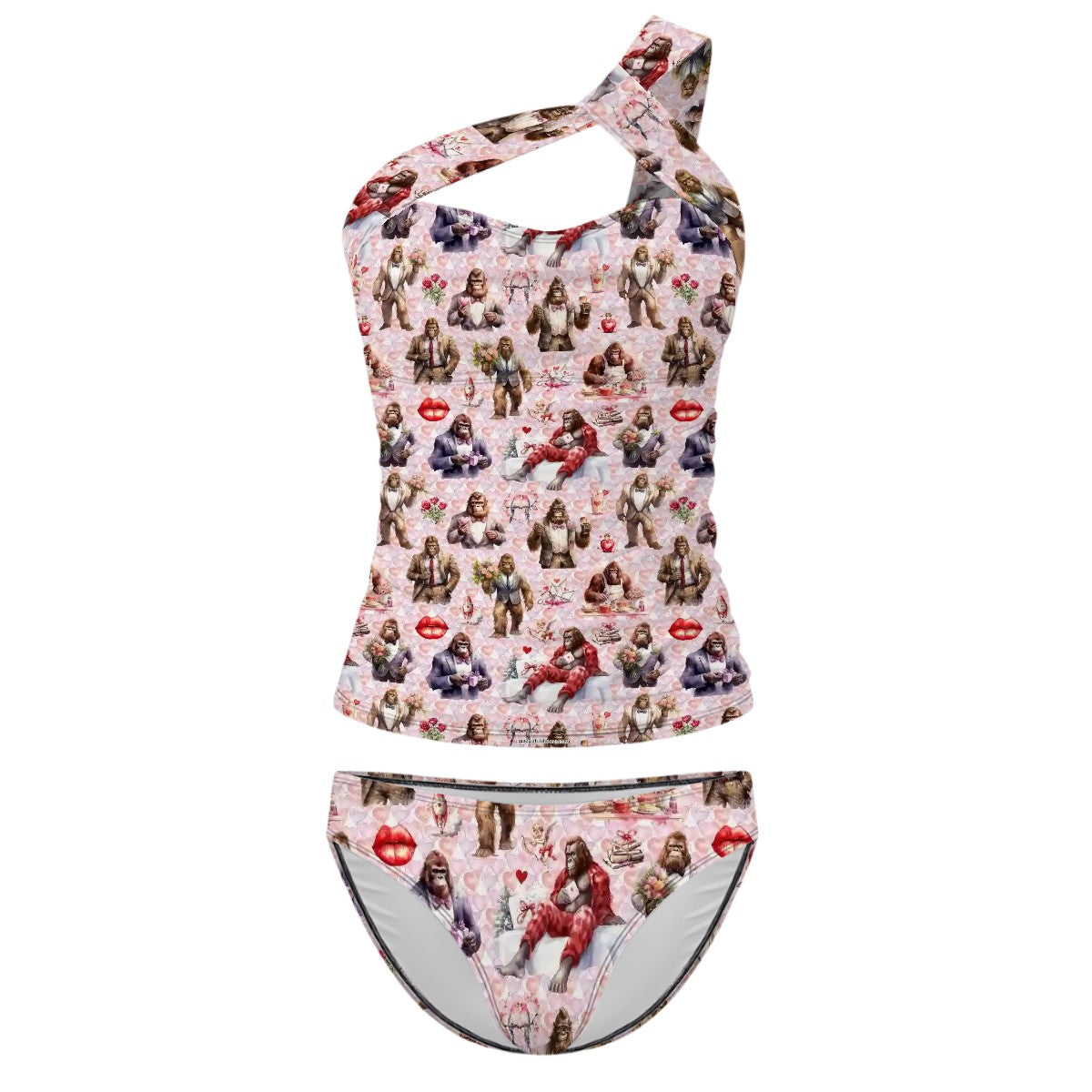 19 Bigfoot / Sasquatch Designs, Women One-Shoulder Tankini, Two Piece
