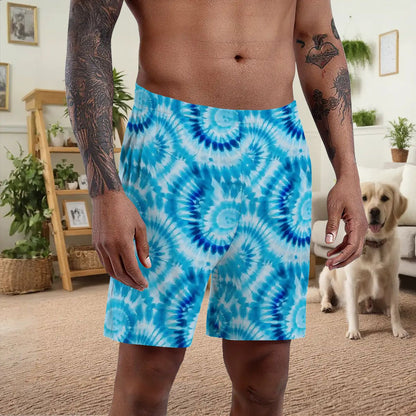 10 Tie Dye Designs, Men’s Polyester, pocketed, pajama Shorts
