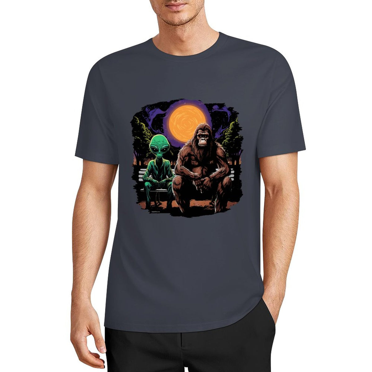 Bigfoot - Sasquatch & Alien Short Sleeve Cotton T-Shirt