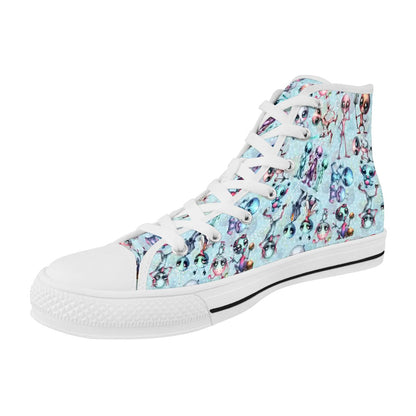 6 Alien Designs, Women's High Top Canvas Shoes