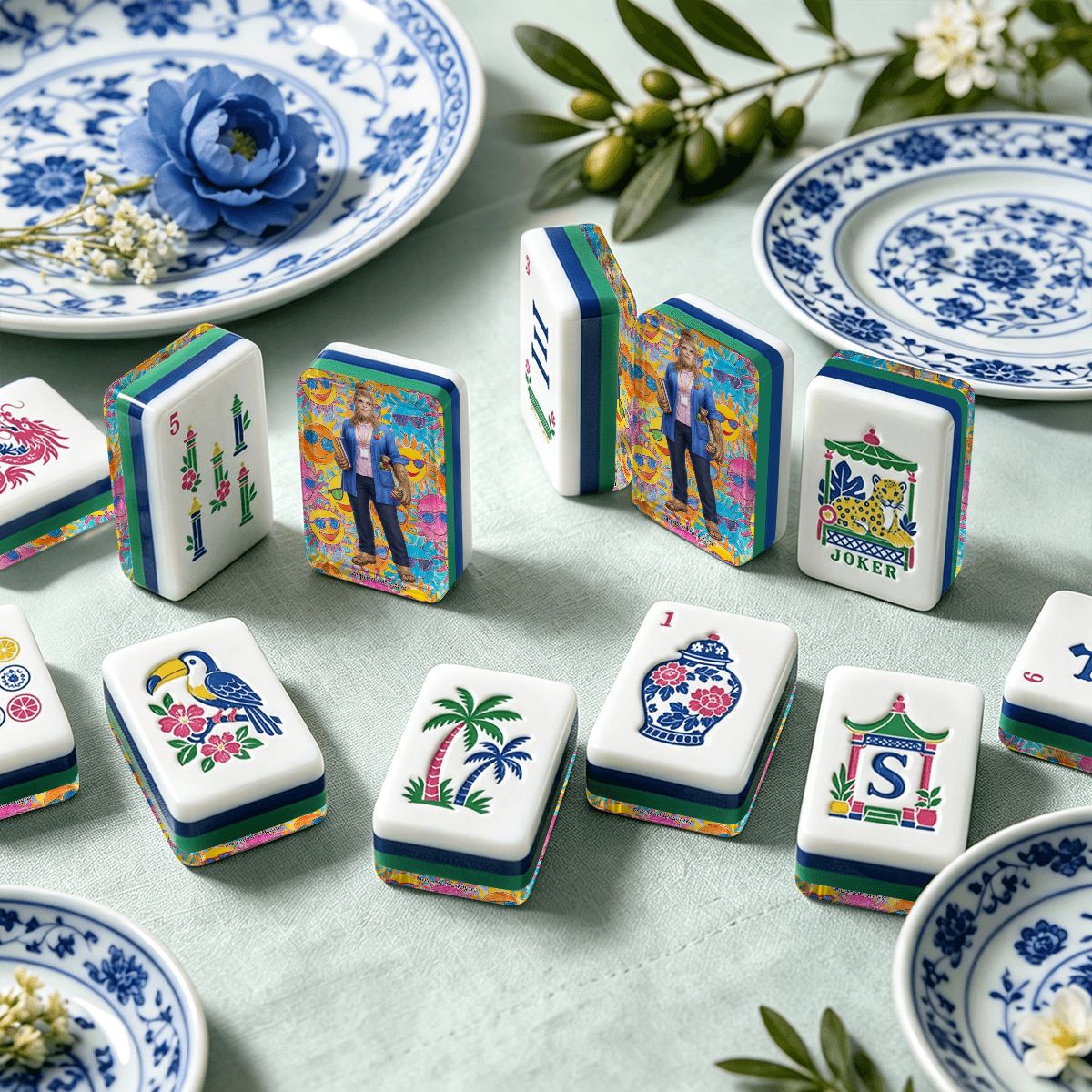 Teacher Sasquatch Chinoiserie Chic American Mahjong Tiles