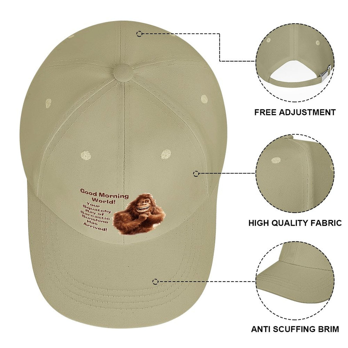 Bigfoot, Sasquatch “Good morning..", Baseball Cap – 8 Colors
