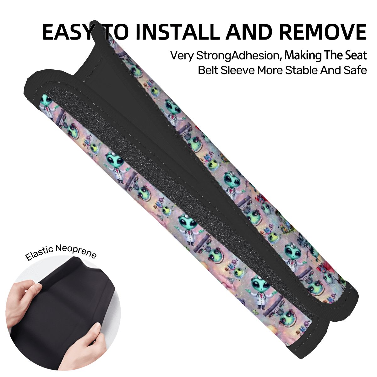 6 Alien Designs, Seat Belt Cover Pad For Adults 2 Pcs