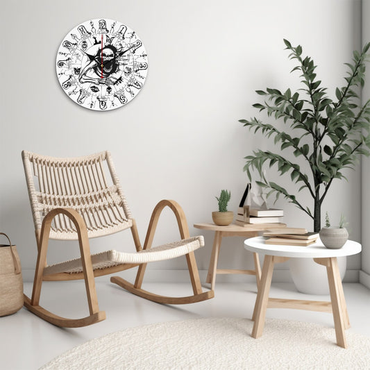 B & W Wooden Round Clock - 5 Sizes- Made in USA