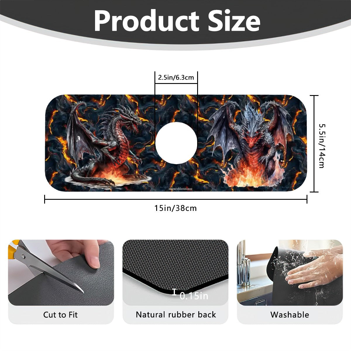 Fire Dragon on Lava, Faucet Mat