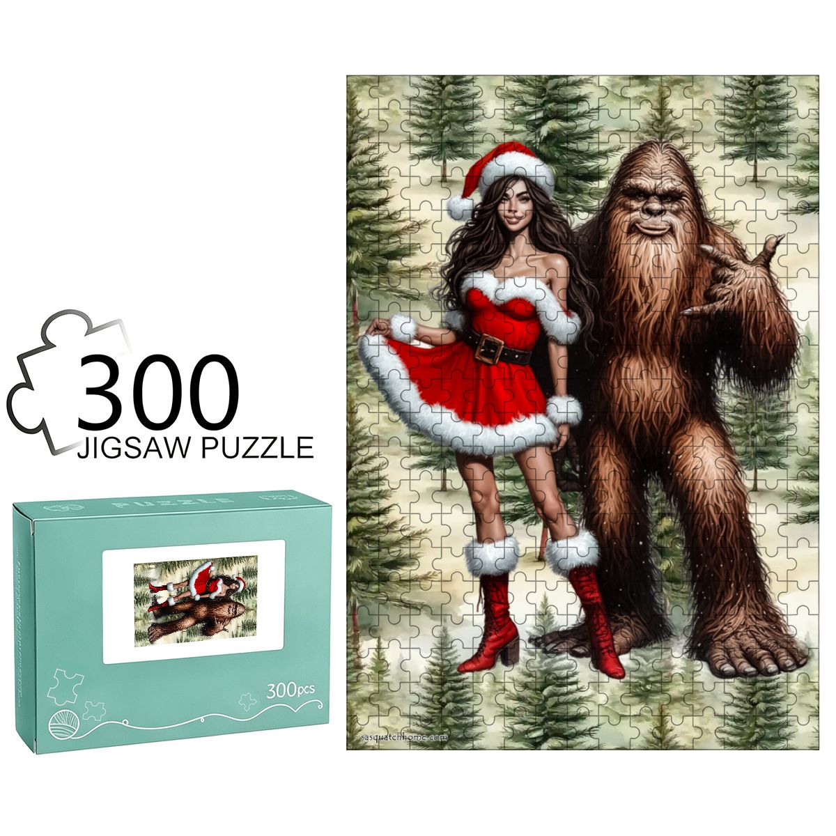 Sasquatch Christmas Playgirl 300pcs Wooden Vertical Jigsaw Puzzle