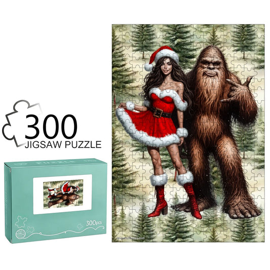 Sasquatch Christmas Playgirl 300pcs Wooden Vertical Jigsaw Puzzle