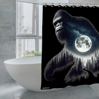 Shadow Bigfoot Sasquatch, Waterproof Polyester Shower Curtain – Made in the USA – 70.8x70.8”