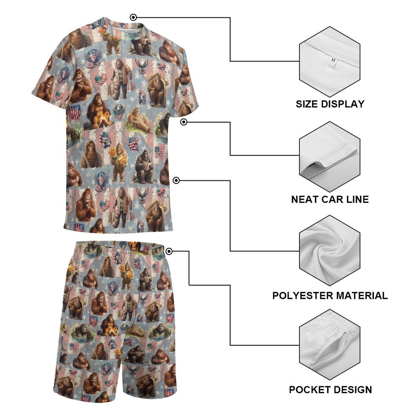 20 Bigfoot, Sasquatch Designs, Children's T-shirt & Shorts Set