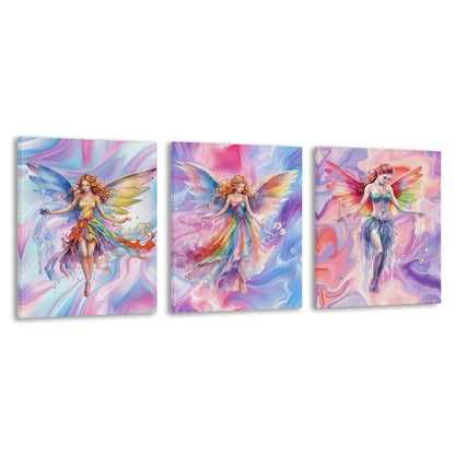 Fairies, Canvas Wall Art - 12”x 16” or 18”x24” (x 3) - Made In USA