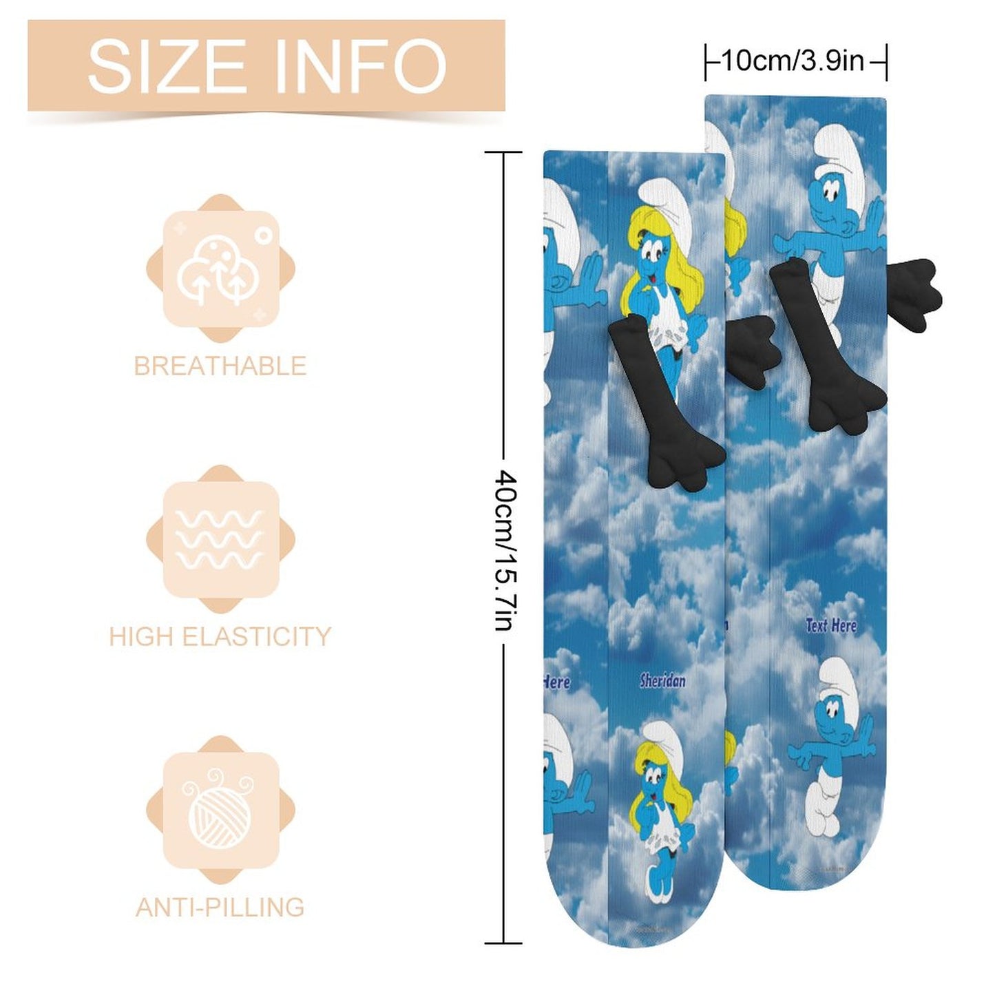 Smurf Magnetic Holding Hands Funny Socks – PERSONALIZE FREE