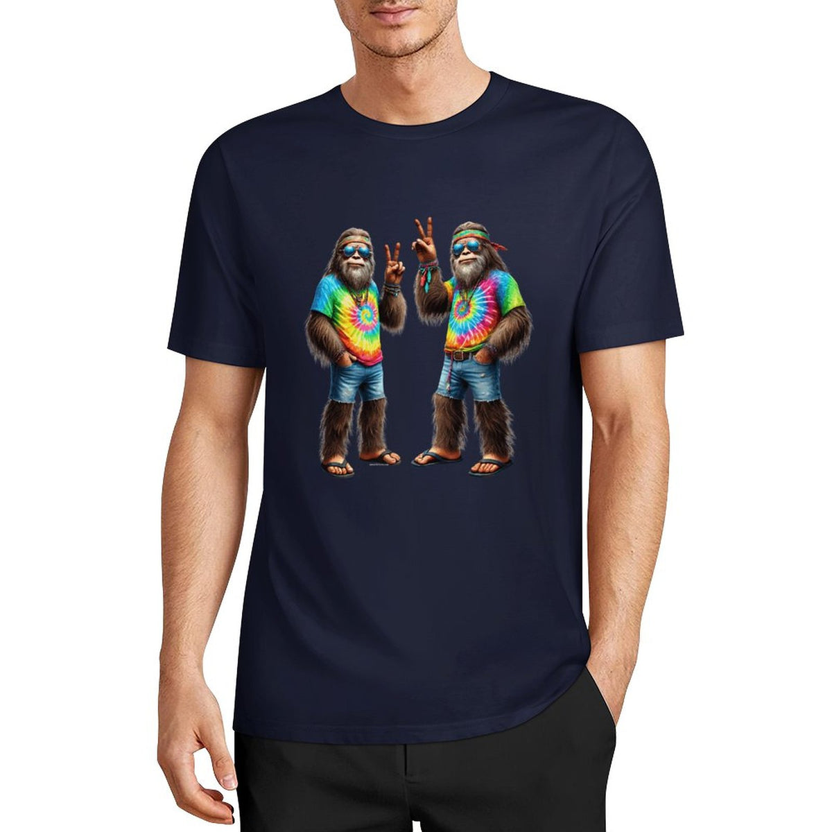 Bigfoot - Sasquatch Hippie Sasquatches Short Sleeve Cotton T-Shirt