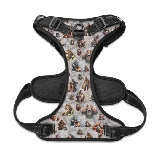 Dog Harness Bigfoot / Sasquatch Designs, collar, front and back latch - PERSONALIZE