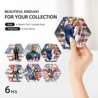 Donald Trump Themed, Hexagon Ceramic Coasters Set of 6