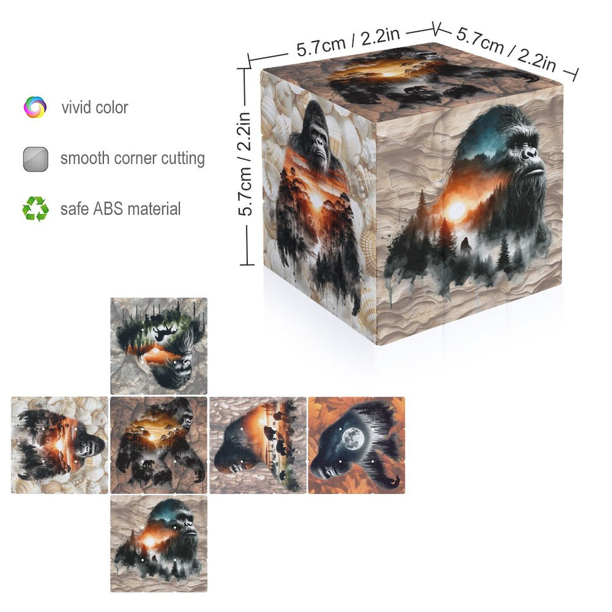 Bigfoot Sasquatch 3x3 Magic Cube