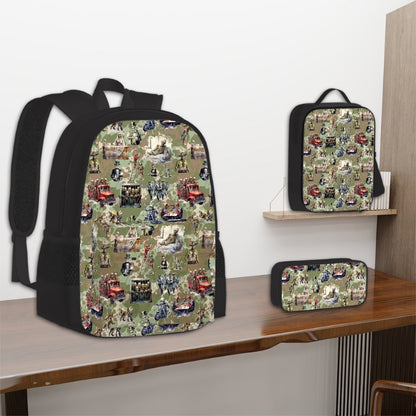 20 Misc Designs, 3 Piece Bag Set – Oxford Backpack, Lunch Bag, Pencil Pouch