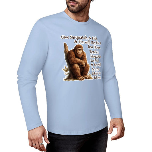 Bigfoot - Sasquatch "Give Sasquatch A Fish..",  Cotton Unisex Long Sleeve T-shirt