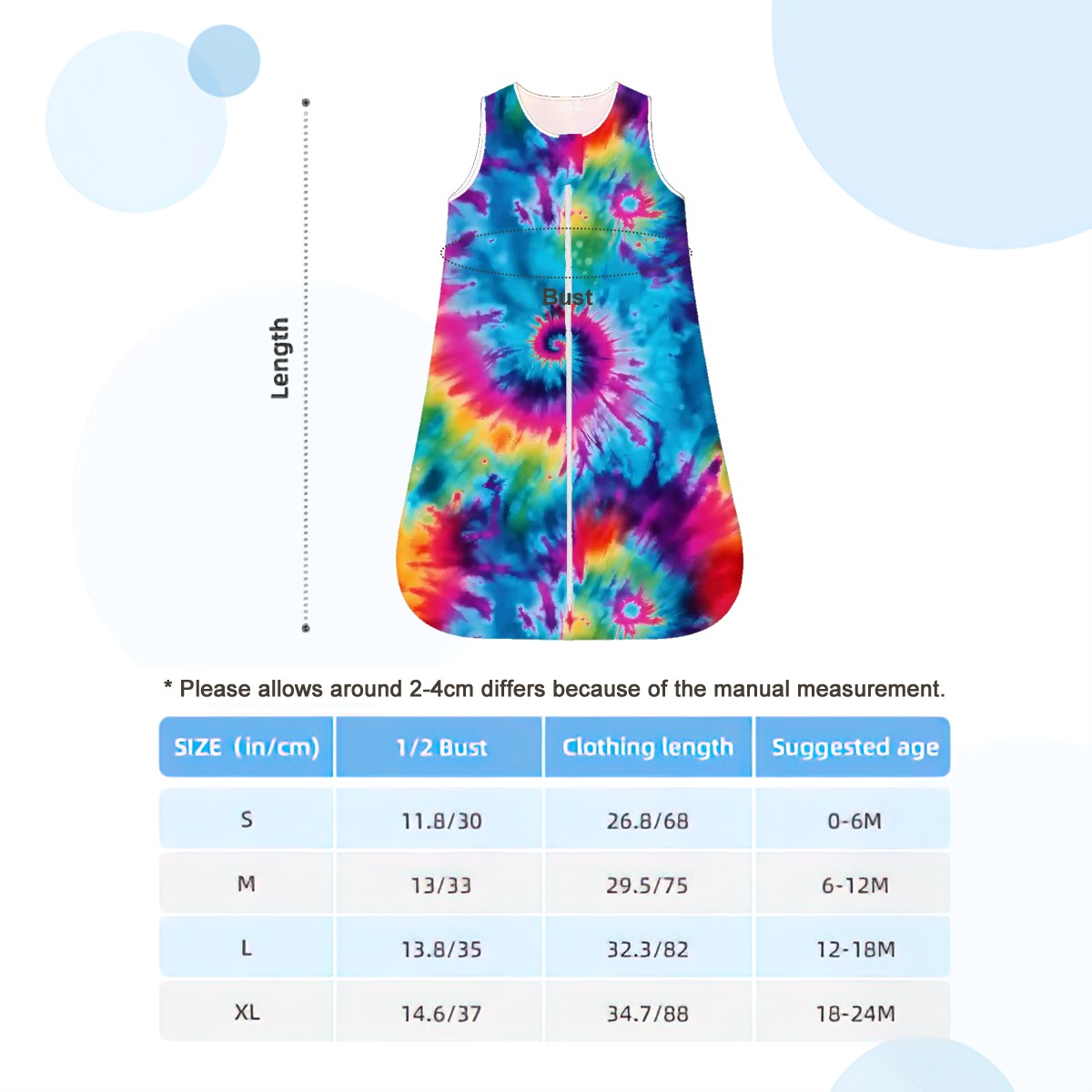 Sleeveless Baby Sleep Sack - TIE Dye Collections - 19 Designs, tie dye sleep bag, hippie baby sleep bag